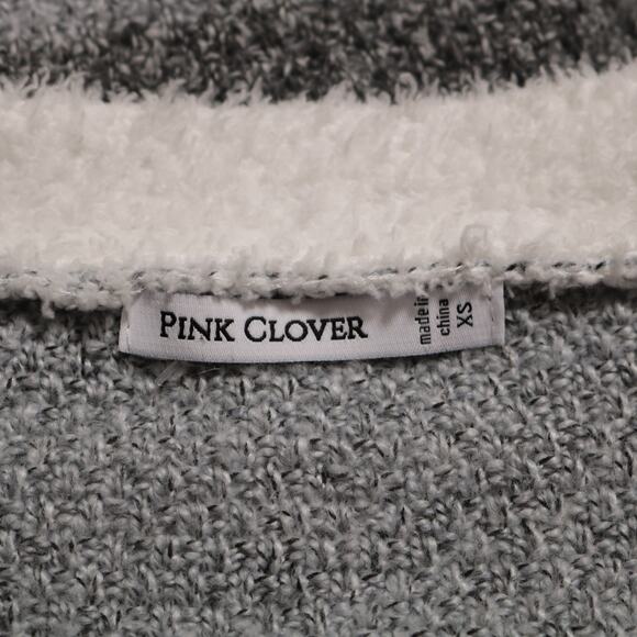 Stitch Fix Fuzzy Cardigan Sweater Green Gray White Striped Open Front Size XS - Picture 8 of 12